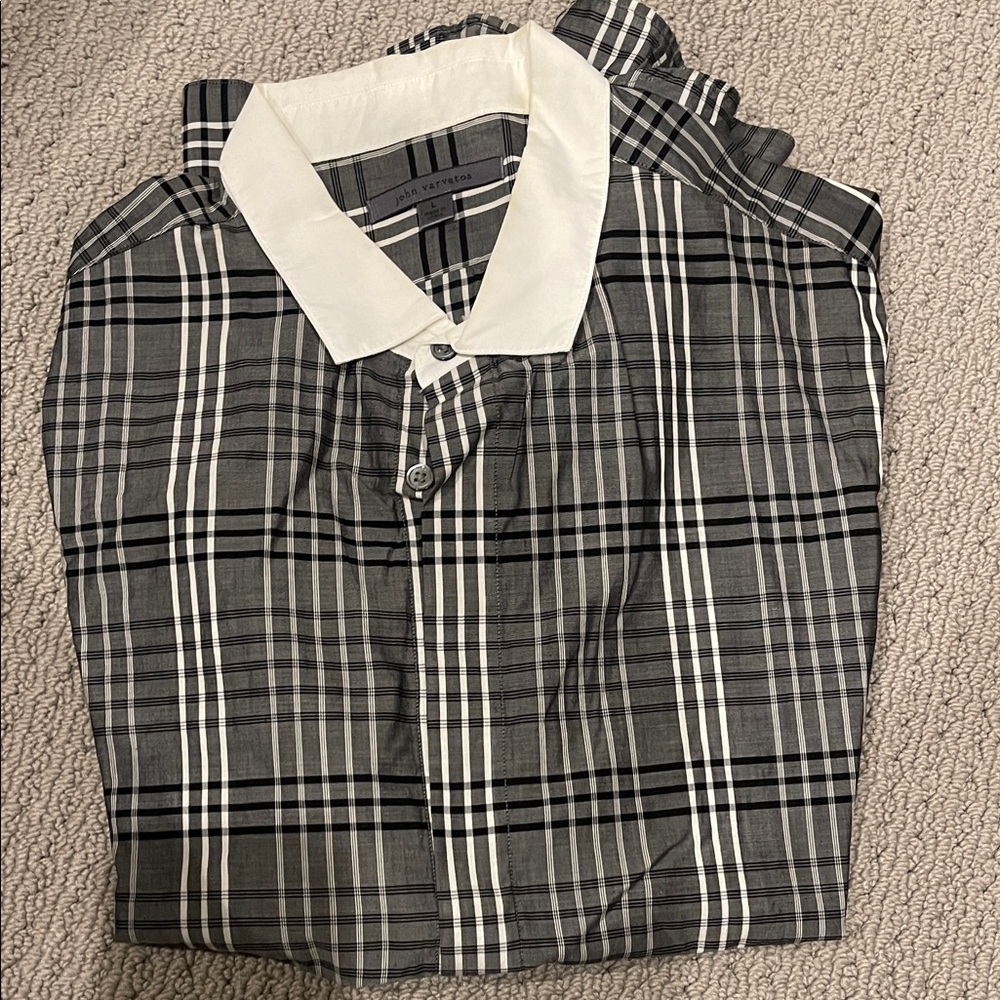 John Varvatos Black and White Plaid Shirt